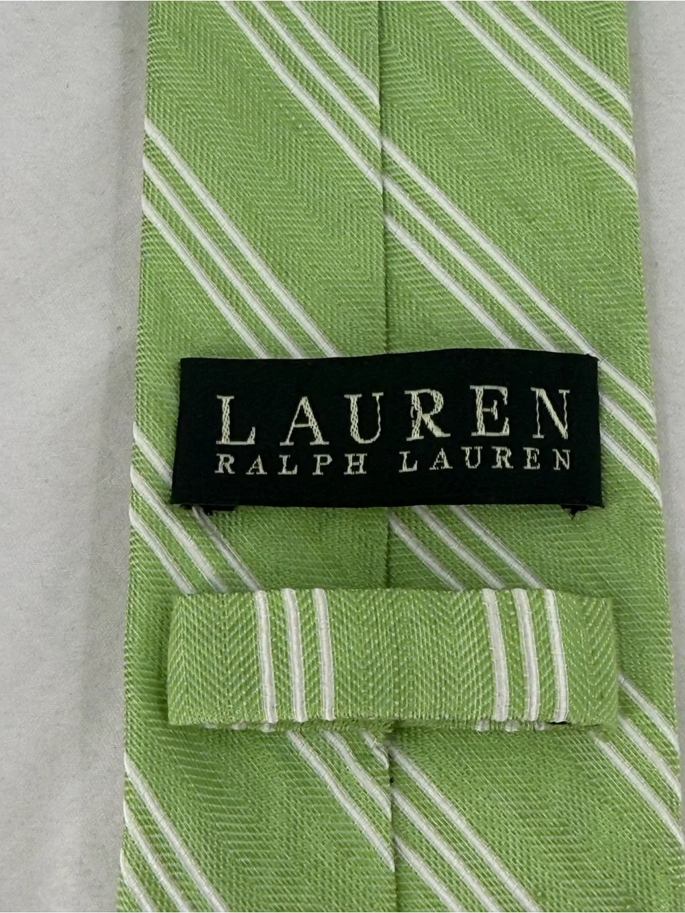 Ralph Lauren Light Green Tie with White Stripes